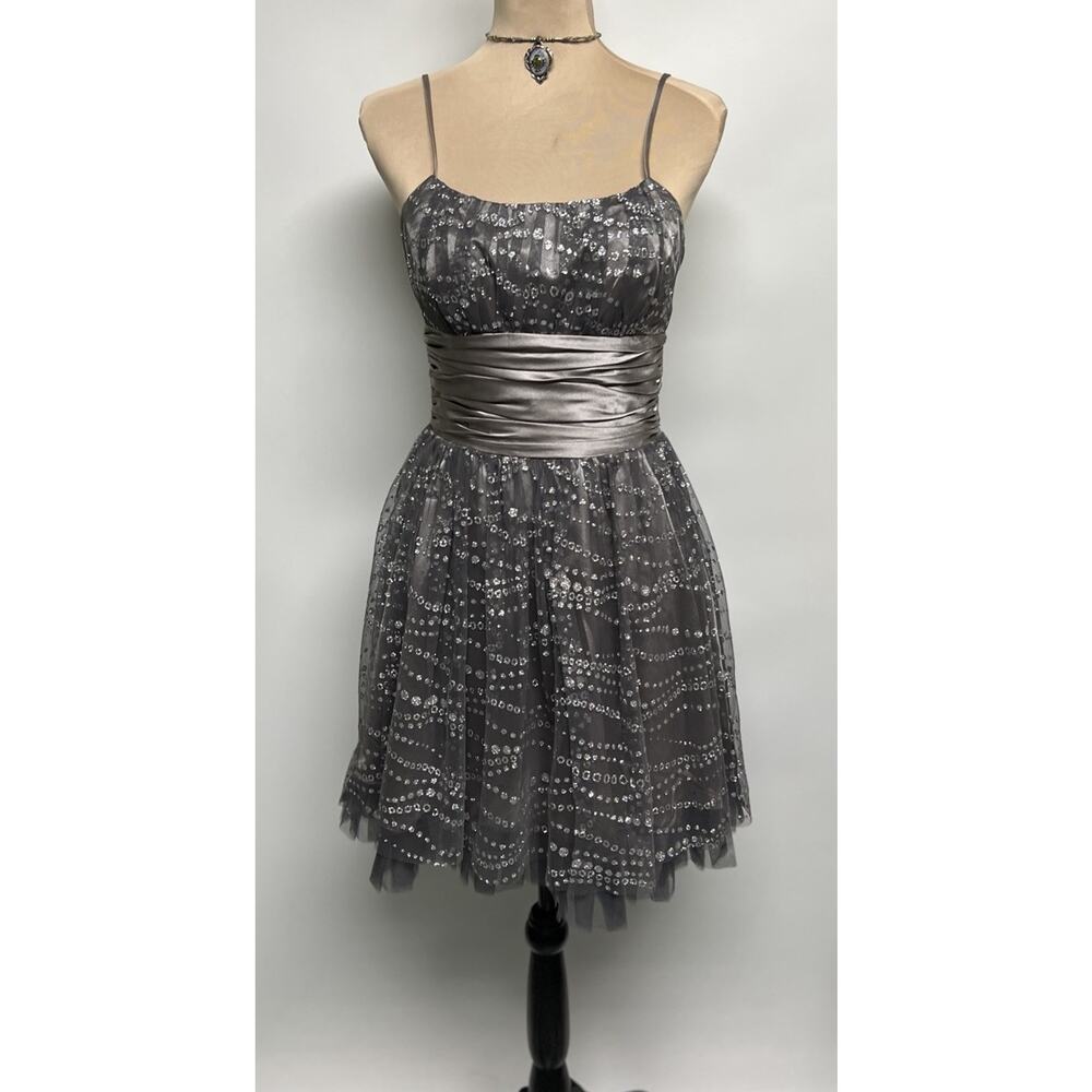 VTG Y2K Morgan & Co Prom Dress Size 3 4 Whimsical Fairy Mesh Glitter Cocktail